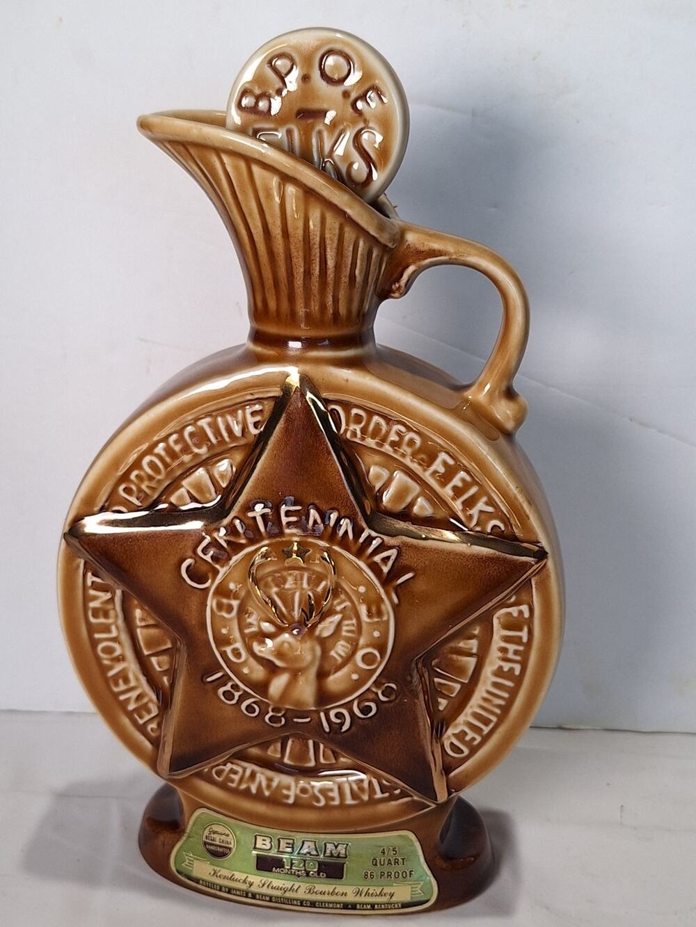 1968 Jim Beam BPOE Elks Centennial Regal China Decanter C Miller 145 NM Empty